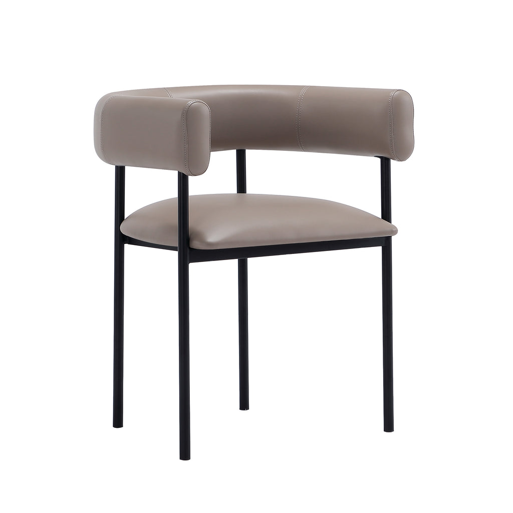 Manhattan Comfort Onda Contemporary Vegan Leather Metal Dining Chair in Taupe