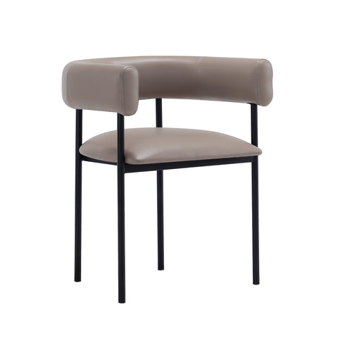 Manhattan Comfort Onda Contemporary Vegan Leather Metal Dining Chair in Taupe