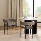 Manhattan Comfort Onda Contemporary Vegan Leather Metal Dining Chair in Taupe