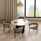 Manhattan Comfort Onda Contemporary Vegan Leather Metal Dining Chair in Taupe