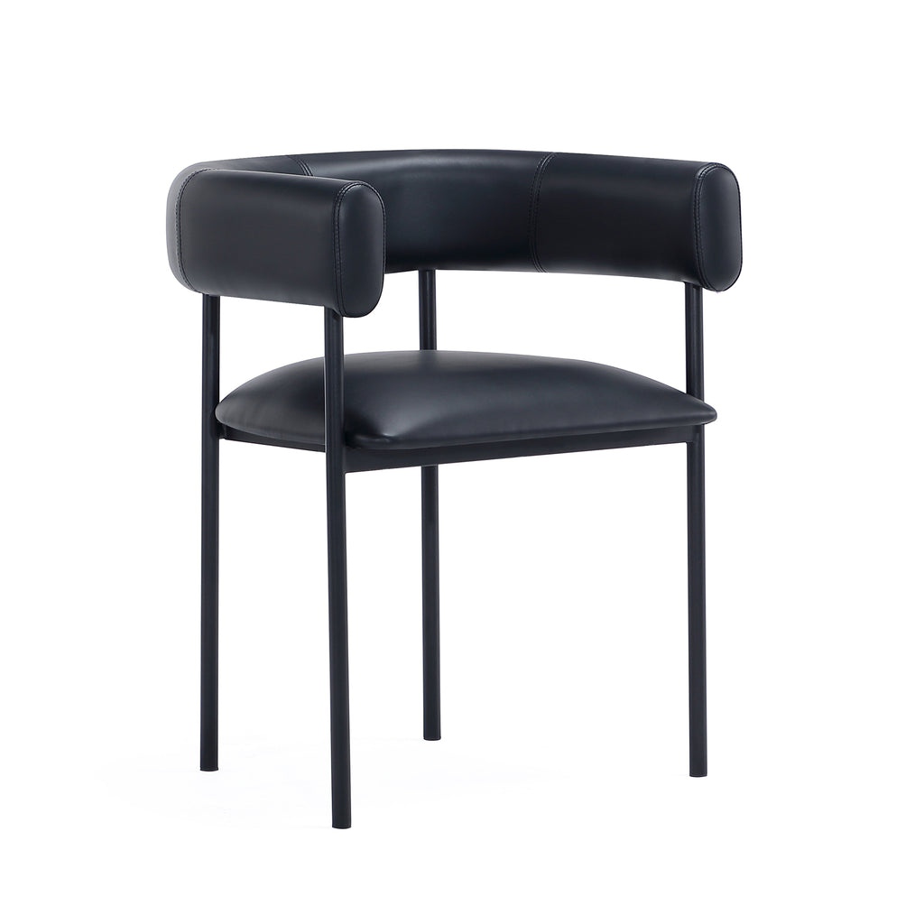 Manhattan Comfort Onda Contemporary Vegan Leather Metal Dining Chair in Black
