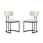 Manhattan Comfort Juno Contemporary Modern Vegan Leather Metal Side Chair in Cream - Set of 2