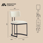 Manhattan Comfort Juno Contemporary Modern Vegan Leather Metal Side Chair in Cream - Set of 2