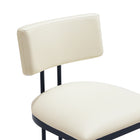 Manhattan Comfort Juno Contemporary Modern Vegan Leather Metal Side Chair in Cream - Set of 2