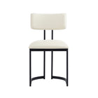 Manhattan Comfort Juno Contemporary Modern Vegan Leather Metal Side Chair in Cream - Set of 2