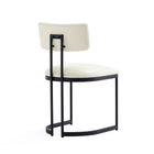 Manhattan Comfort Juno Contemporary Modern Vegan Leather Metal Side Chair in Cream - Set of 2