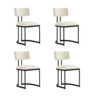 Manhattan Comfort Juno Contemporary Modern Vegan Leather Metal Side Chair in Cream - Set of 2
