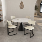 Manhattan Comfort Juno Contemporary Modern Vegan Leather Metal Side Chair in Cream - Set of 2
