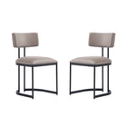 Manhattan Comfort Juno Contemporary Modern Vegan Leather Metal Side Chair in Taupe - Set of 2
