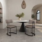 Manhattan Comfort Juno Contemporary Modern Vegan Leather Metal Side Chair in Taupe - Set of 2
