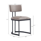 Manhattan Comfort Juno Contemporary Modern Vegan Leather Metal Side Chair in Taupe - Set of 2