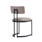 Manhattan Comfort Juno Contemporary Modern Vegan Leather Metal Side Chair in Taupe - Set of 2