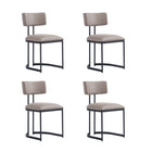 Manhattan Comfort Juno Contemporary Modern Vegan Leather Metal Side Chair in Taupe - Set of 2