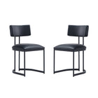 Manhattan Comfort Juno Contemporary Modern Vegan Leather Metal Side Chair in Black - Set of 2