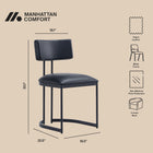 Manhattan Comfort Juno Contemporary Modern Vegan Leather Metal Side Chair in Black - Set of 2