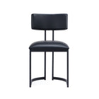 Manhattan Comfort Juno Contemporary Modern Vegan Leather Metal Side Chair in Black - Set of 2