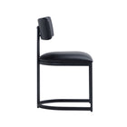Manhattan Comfort Juno Contemporary Modern Vegan Leather Metal Side Chair in Black - Set of 2