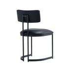 Manhattan Comfort Juno Contemporary Modern Vegan Leather Metal Side Chair in Black - Set of 2