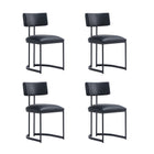 Manhattan Comfort Juno Contemporary Modern Vegan Leather Metal Side Chair in Black - Set of 2