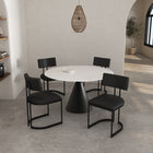 Manhattan Comfort Juno Contemporary Modern Vegan Leather Metal Side Chair in Black - Set of 2
