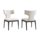 Manhattan Comfort Eloria Mid-Century Modern Chenille Wood Side Chair in Cream - Set of 2