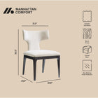 Manhattan Comfort Eloria Mid-Century Modern Chenille Wood Side Chair in Cream - Set of 2