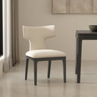 Manhattan Comfort Eloria Mid-Century Modern Chenille Wood Side Chair in Cream - Set of 2