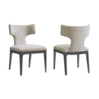 Manhattan Comfort Eloria Mid-Century Modern Chenille Wood Side Chair in Taupe - Set of 2