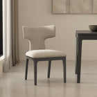 Manhattan Comfort Eloria Mid-Century Modern Chenille Wood Side Chair in Taupe - Set of 2