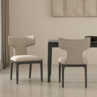 Manhattan Comfort Eloria Mid-Century Modern Chenille Wood Side Chair in Taupe - Set of 2