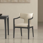 Manhattan Comfort Eloria Mid-Century Modern Chenille Wood Armchair in Cream