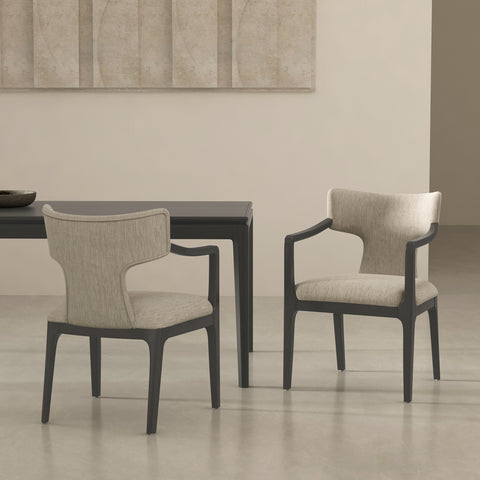 Manhattan Comfort Eloria Mid-Century Modern Chenille Wood Armchair in Taupe
