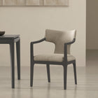 Manhattan Comfort Eloria Mid-Century Modern Chenille Wood Armchair in Taupe
