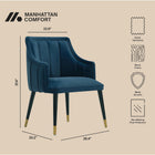 Manhattan Comfort Eda Modern Wood Armchair in Midnight Blue