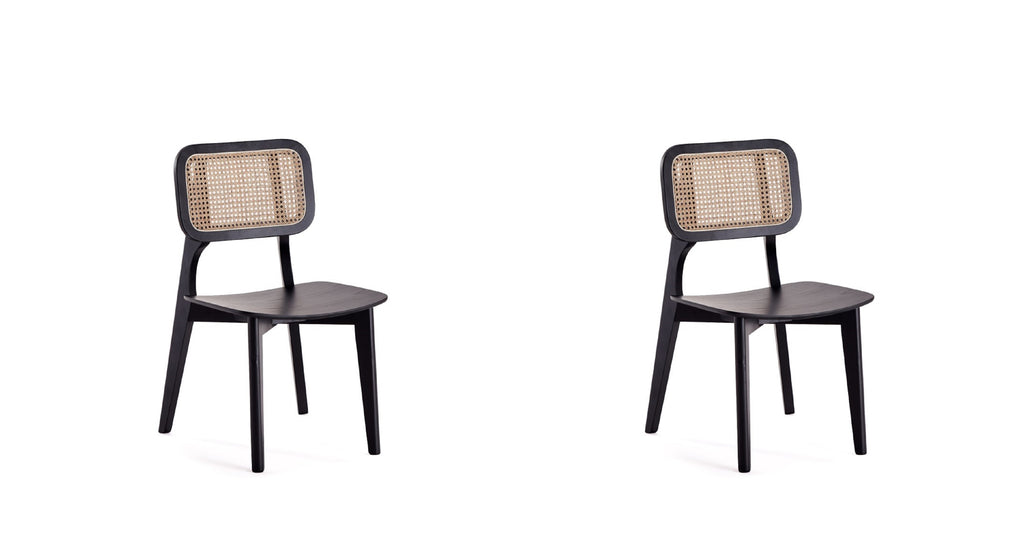 Manhattan Comfort Versailles Industry Chic Wood Dining Chair in Black and Natural - Set of 2