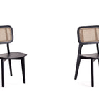 Manhattan Comfort Versailles Industry Chic Wood Dining Chair in Black and Natural - Set of 2