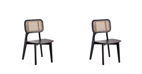 Manhattan Comfort Versailles Industry Chic Wood Dining Chair in Black and Natural - Set of 2