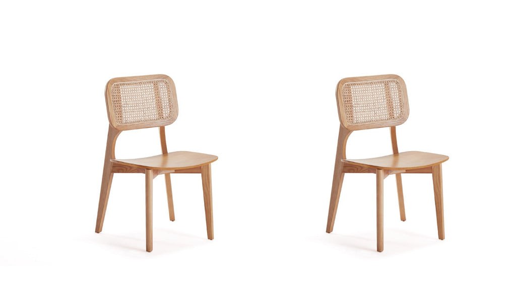Manhattan Comfort Versailles Industry Chic Wood Dining Chair in Natural - Set of 2