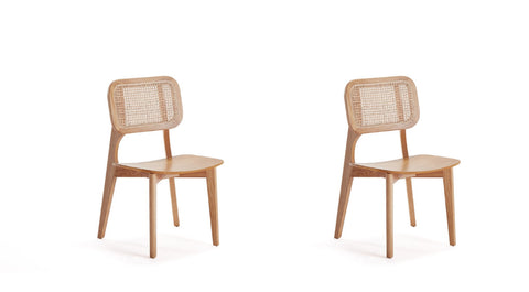 Manhattan Comfort Versailles Industry Chic Wood Dining Chair in Natural - Set of 2