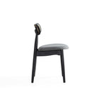 Manhattan Comfort Colbert Industry Chic Cane Back Wood Upholstered Dining Chair in Black and Gray - Set of 2