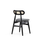 Manhattan Comfort Colbert Industry Chic Cane Back Wood Upholstered Dining Chair in Black and Gray - Set of 2