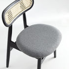 Manhattan Comfort Colbert Industry Chic Cane Back Wood Upholstered Dining Chair in Black and Gray - Set of 2