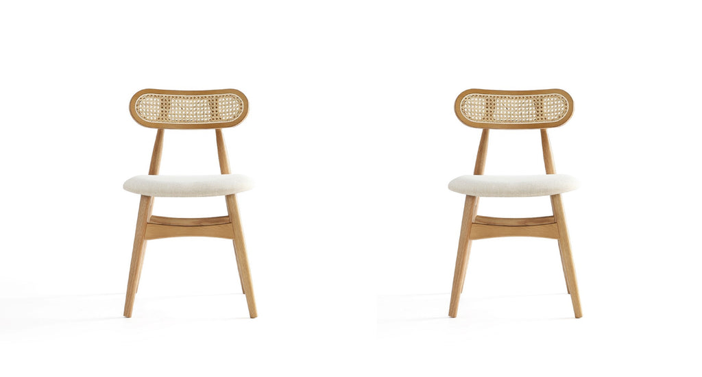 Manhattan Comfort Colbert Industry Chic Cane Back Wood Upholstered Dining Chair in Natural - Set of 2