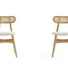 Manhattan Comfort Colbert Industry Chic Cane Back Wood Upholstered Dining Chair in Natural - Set of 2