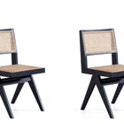 Manhattan Comfort Hamlet Industry Chic Wood Dining Chair in Black and Natural - Set of 2