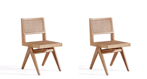 Manhattan Comfort Hamlet Industry Chic Wood Dining Chair in Natural - Set of 2