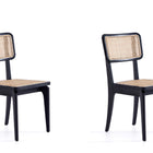 Manhattan Comfort Giverny Industry Chic Wood Dining Chair in Black and Natural - Set of 2