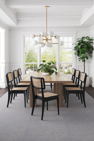 Manhattan Comfort Giverny Industry Chic Wood Dining Chair in Black and Natural - Set of 2