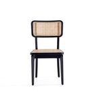 Manhattan Comfort Giverny Industry Chic Wood Dining Chair in Black and Natural - Set of 2