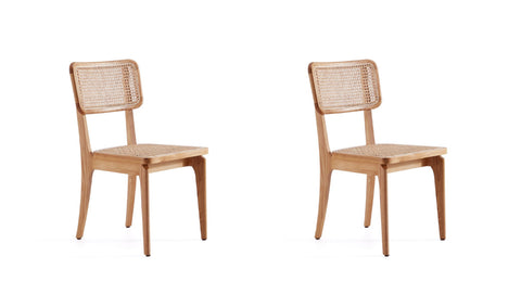 Manhattan Comfort Giverny Industry Chic Wood Dining Chair in Natural - Set of 2